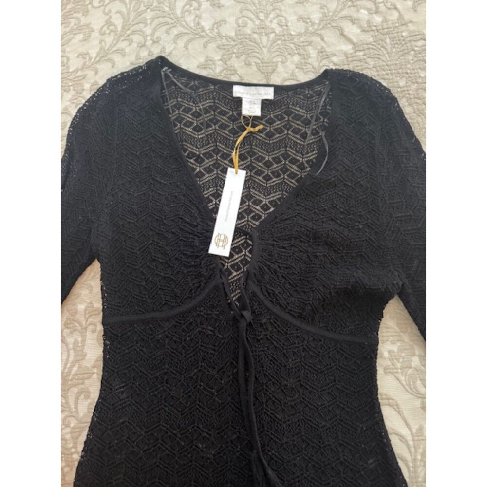 NWT House of Harlow 1960 crochet/lace dress/coverup, black, small. - Picture 3 of 6